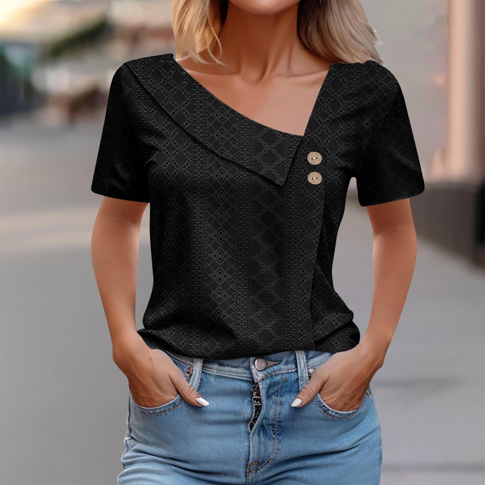 Женская футболка с v-образным вырезом и пуговицами, однотонная, свободная, с короткими рукавами XL чёрный
Женская футболка с v-образным вырезом и пуговицами, однотонная, свободная, с короткими рукавами XL чёрный