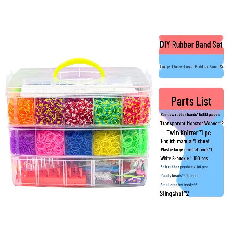 15,000-Piece Rainbow Rubber Band DIY Bracelet Kit for Kids - Three Layers Educational Craft Set
15,000-Piece Rainbow Rubber Band DIY Bracelet Kit for Kids - Three Layers Educational Craft Set