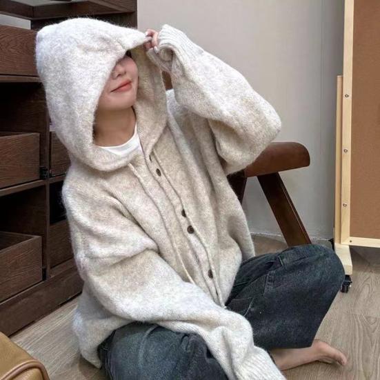 Yousheng Женский свитер, пальто с капюшоном, завязками, длинными рукавами, однотонное трикотажное пальто с застежкой на пуговицы, повседневная трикотажная верхняя одежда розовый
Yousheng Женский свитер, пальто с капюшоном, завязками, длинными рукавами, однотонное трикотажное пальто с застежкой на пуговицы, повседневная трикотажная верхняя одежда розовый