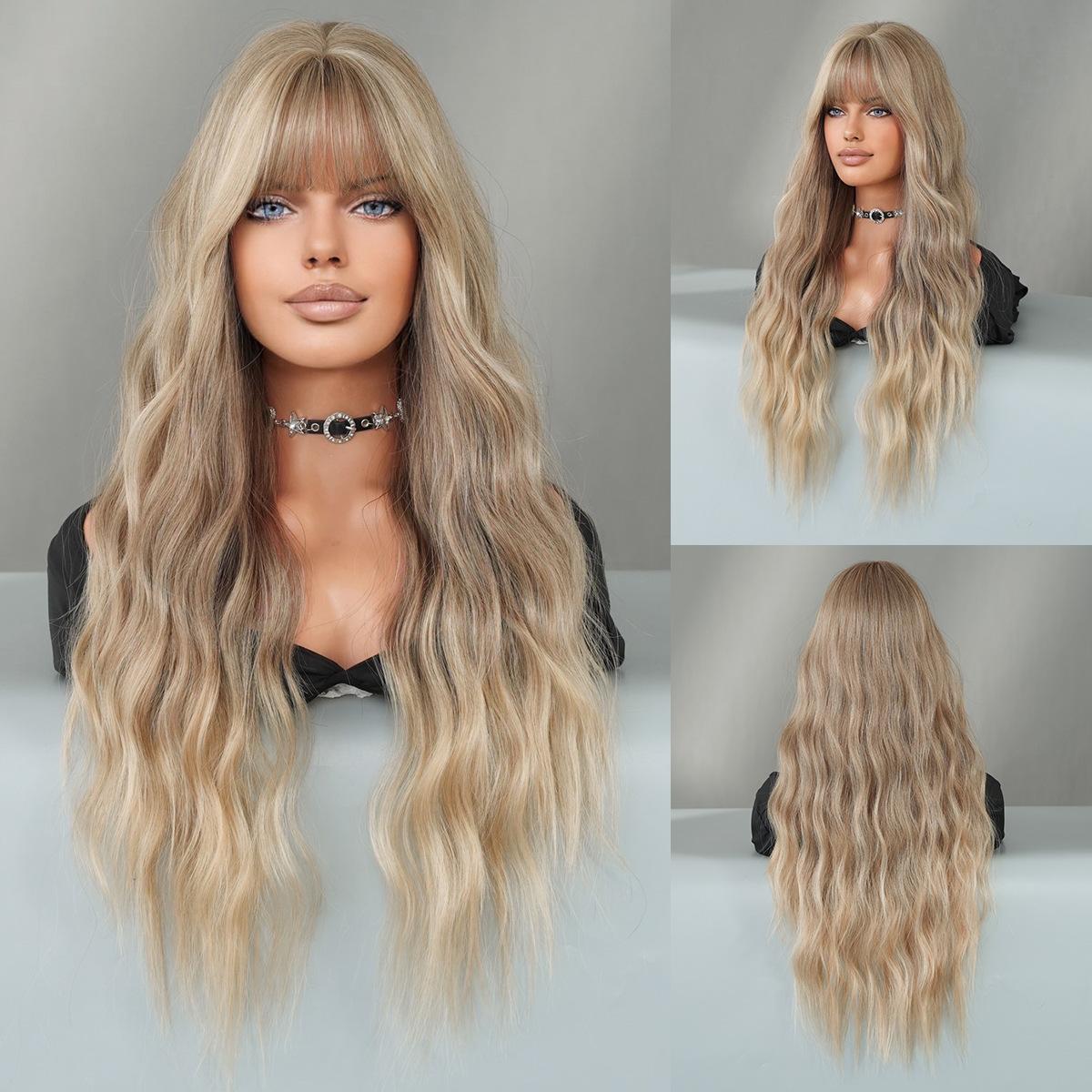 Women s Fashion Silver Highlights Ash Wig Synthetic Long Wavy Wig with Bangs золотий
Women s Fashion Silver Highlights Ash Wig Synthetic Long Wavy Wig with Bangs золотий