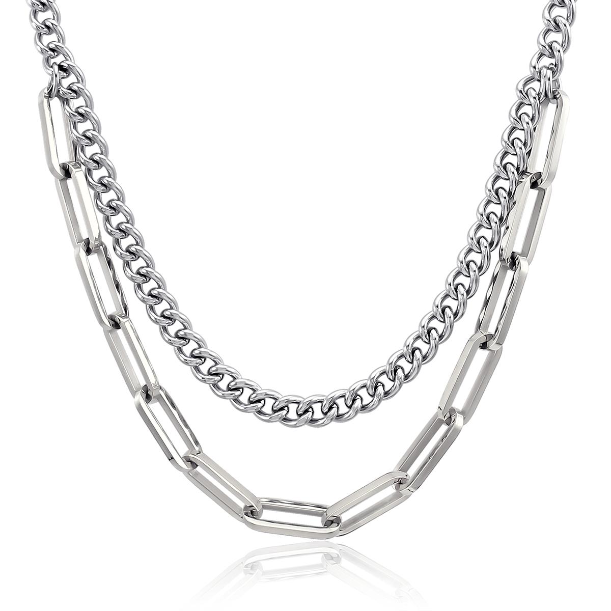 Fashion Two-Layer Punk Necklace For Women Men Wide Choker Silver Gold Color Necklace Pendant Chain Link Choker Cool Jewelry
Fashion Two-Layer Punk Necklace For Women Men Wide Choker Silver Gold Color Necklace Pendant Chain Link Choker Cool Jewelry