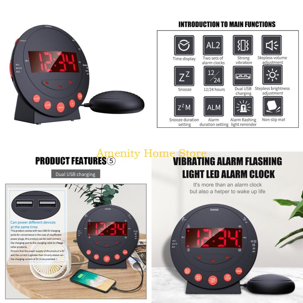 F26C Extra Loud Vibrating Alarm Clock with Bed Shaker for Heavy Sleepers Bedroom Electronic Alarm Clock Large LED Display CN
F26C Extra Loud Vibrating Alarm Clock with Bed Shaker for Heavy Sleepers Bedroom Electronic Alarm Clock Large LED Display CN
