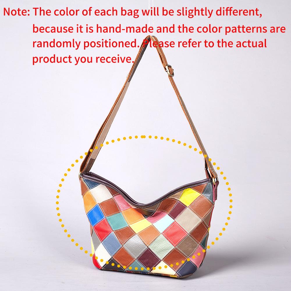 Cowhide Messenger Bag Women S Large-Capacity Handmade Plaid Pattern Random Color Contrast Genuine Leather Women S Shoulder Bag
Cowhide Messenger Bag Women S Large-Capacity Handmade Plaid Pattern Random Color Contrast Genuine Leather Women S Shoulder Bag
