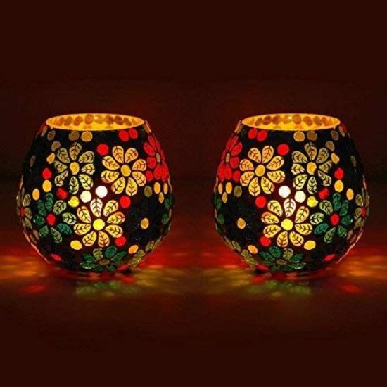 Glass Mosaic Candle Light Holder/Candle Light for Home Bar Restaurant Cafe Decoration, Pack of 2
Glass Mosaic Candle Light Holder/Candle Light for Home Bar Restaurant Cafe Decoration, Pack of 2