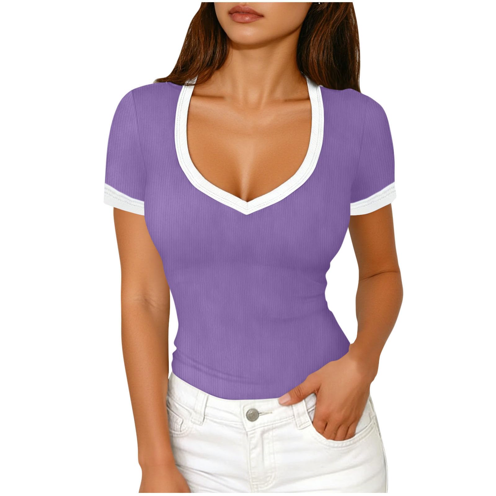 Women s Fashionable Ribbed -Color Versatile Short-Sleeve Top L фиолетовый
Women s Fashionable Ribbed -Color Versatile Short-Sleeve Top L фиолетовый