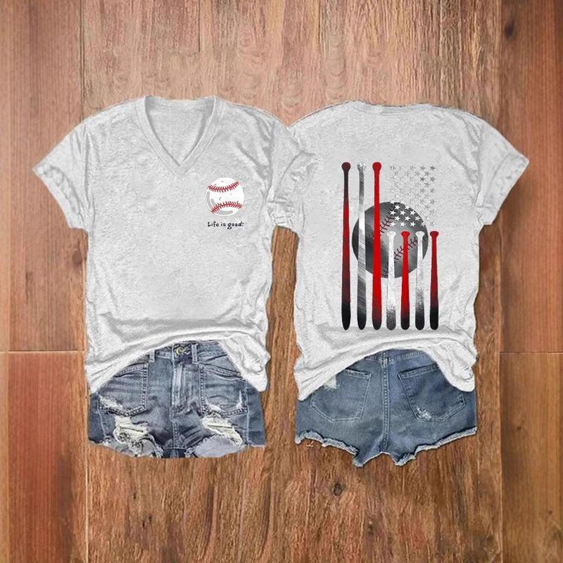 3D digital printed spring and summer slim fit comfortable top V-neck T-shirt baseball print 3419 S
3D digital printed spring and summer slim fit comfortable top V-neck T-shirt baseball print 3419 S