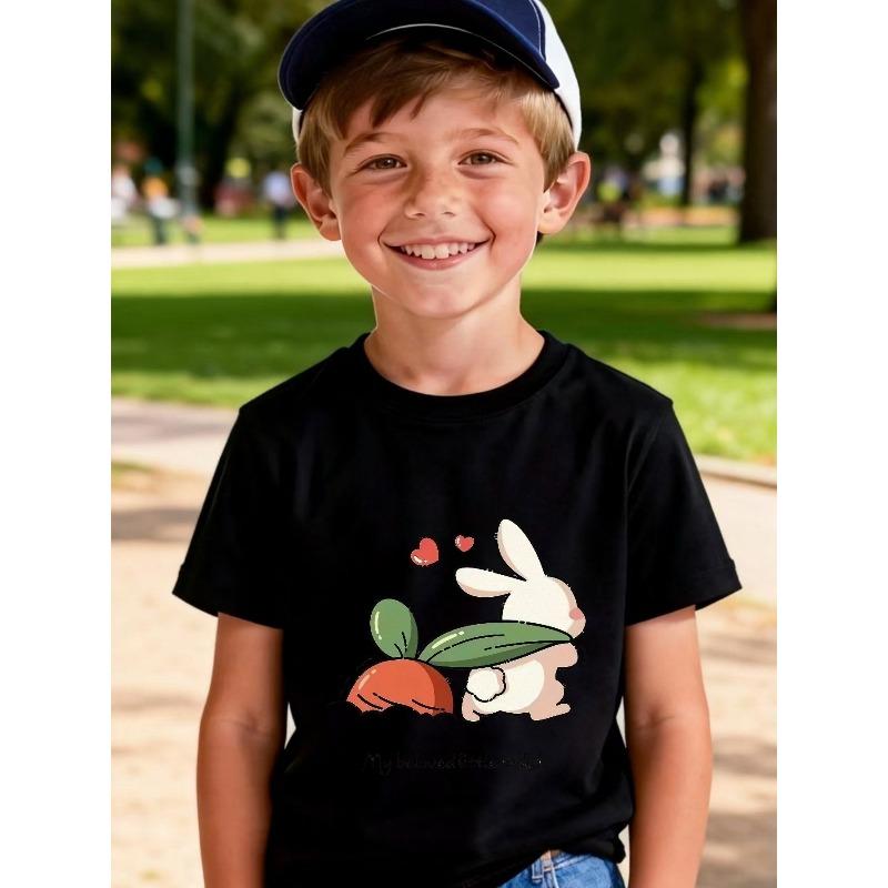 European Size Boys Round-neck Short-sleeved T-shirt with Cartoon Rabbit Pulling A Carrot Pattern Print 98cm чёрный
European Size Boys Round-neck Short-sleeved T-shirt with Cartoon Rabbit Pulling A Carrot Pattern Print 98cm чёрный