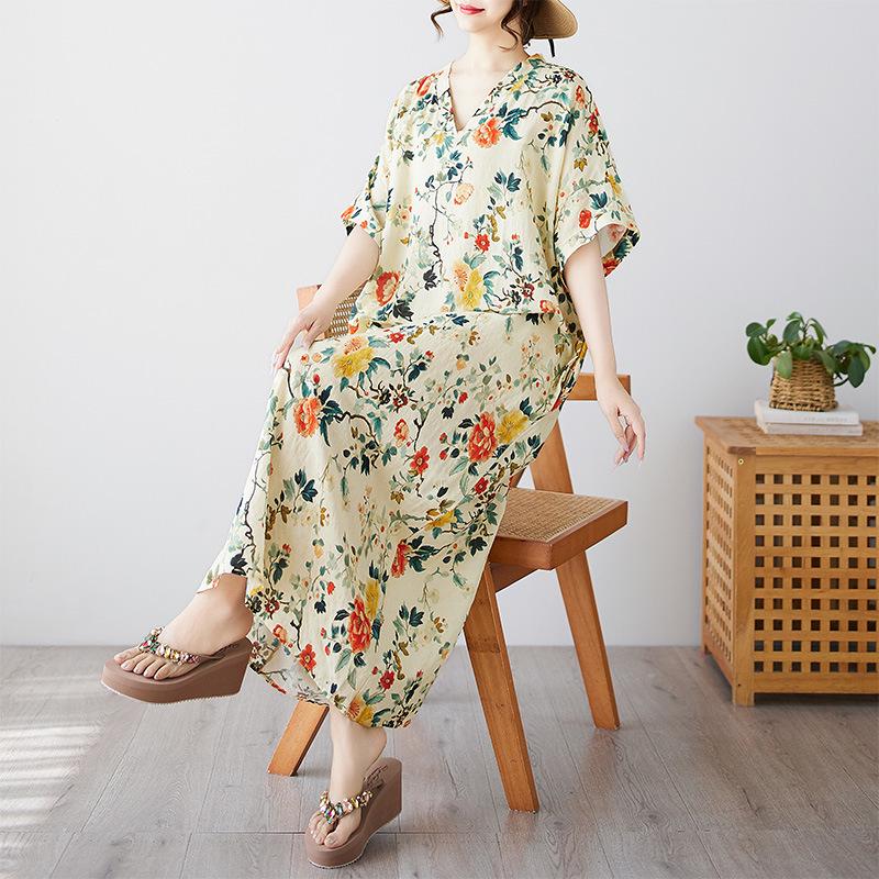 Bohemian V-Neck Plus Size Robe Dress - Stylish European & American Design Plus Size
Bohemian V-Neck Plus Size Robe Dress - Stylish European & American Design Plus Size