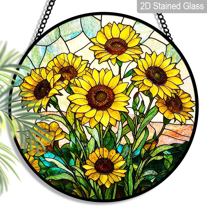 2D Flat Stained Glass Flower Window Decoration Colored Glass Plate, 7.87inches Hanging Ornament with Chain, Charming Spring Summer Sun Catcher Home Sunflower
2D Flat Stained Glass Flower Window Decoration Colored Glass Plate, 7.87inches Hanging Ornament with Chain, Charming Spring Summer Sun Catcher Home Sunflower