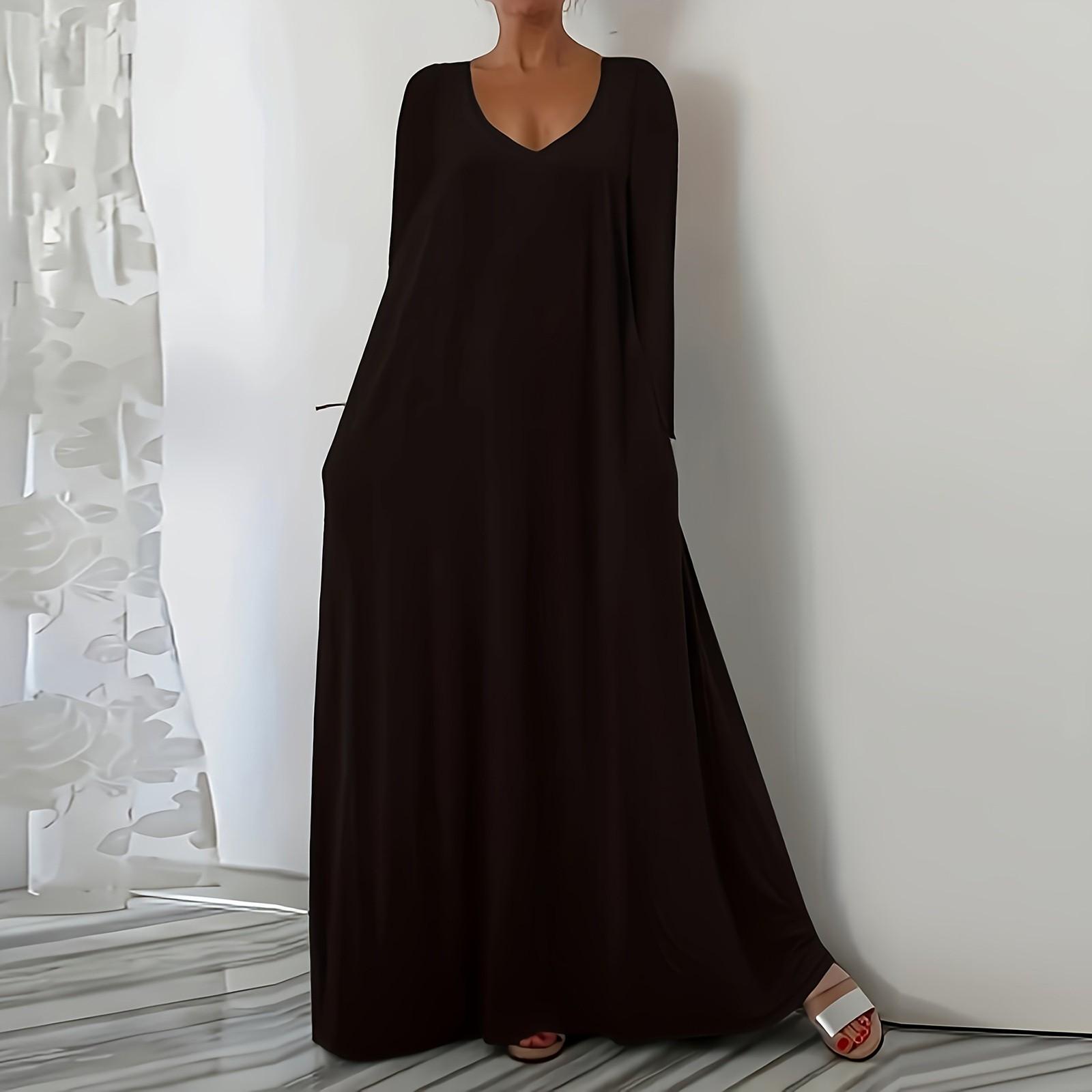 Женское повседневное и модное однотонное платье с длинным рукавом XXXXXL чёрный
Женское повседневное и модное однотонное платье с длинным рукавом XXXXXL чёрный