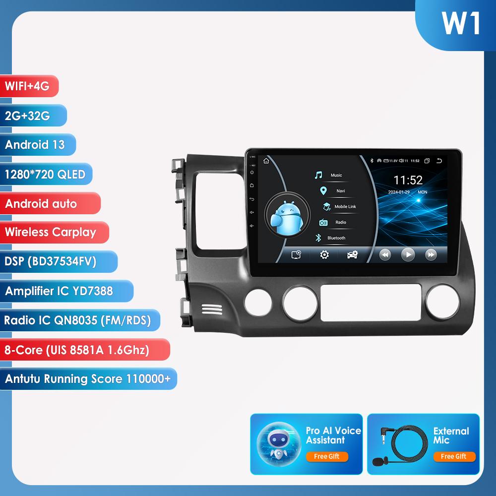 Ossuret Autoradio 2Din Android 13 Автомобильное радио для Honda Civic 2006 - 2011 Мультимедийный видеоплеер GPS-навигация RDS 4G Carplay Головное устройство Bluetooth FM W1 8Core 2G 32G AI
Ossuret Autoradio 2Din Android 13 Автомобильное радио для Honda Civic 2006 - 2011 Мультимедийный видеоплеер GPS-навигация RDS 4G Carplay Головное устройство Bluetooth FM W1 8Core 2G 32G AI