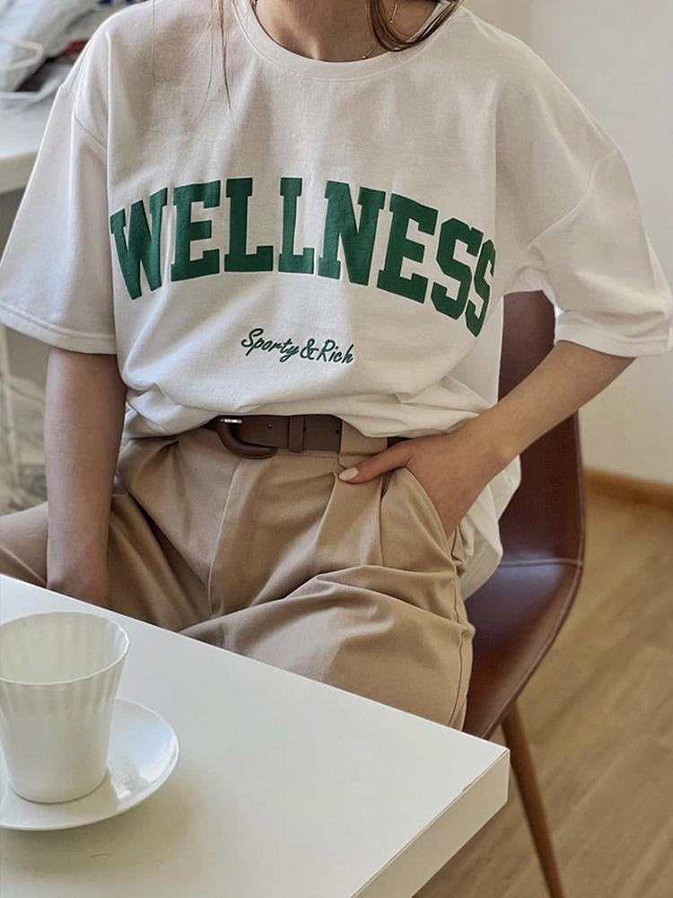 Wellness Sporty Rich Creativity Letter Female Cotton Tee Clothing Oversize Retro Street TShirts Breathable Women Short Sleeves 4XL
Wellness Sporty Rich Creativity Letter Female Cotton Tee Clothing Oversize Retro Street TShirts Breathable Women Short Sleeves 4XL