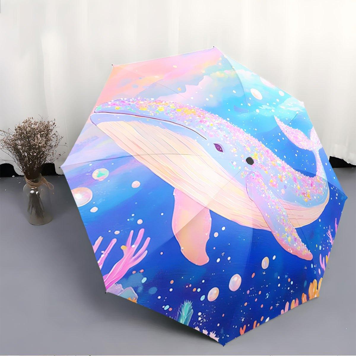 Folding Umbrella The umbrella features a vibrant, underwater scene with a large, colorful whale adorned with sparkling pattern (as the picture,Iron&8K)
Folding Umbrella The umbrella features a vibrant, underwater scene with a large, colorful whale adorned with sparkling pattern (as the picture,Iron&8K)