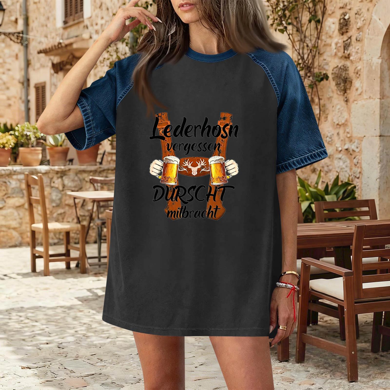 Casual Women Denim Patchwork Oktoberfest Graphic T Shirt Short Sleeve Comfortable Loose Fit Top for Everyday Wear L
Casual Women Denim Patchwork Oktoberfest Graphic T Shirt Short Sleeve Comfortable Loose Fit Top for Everyday Wear L