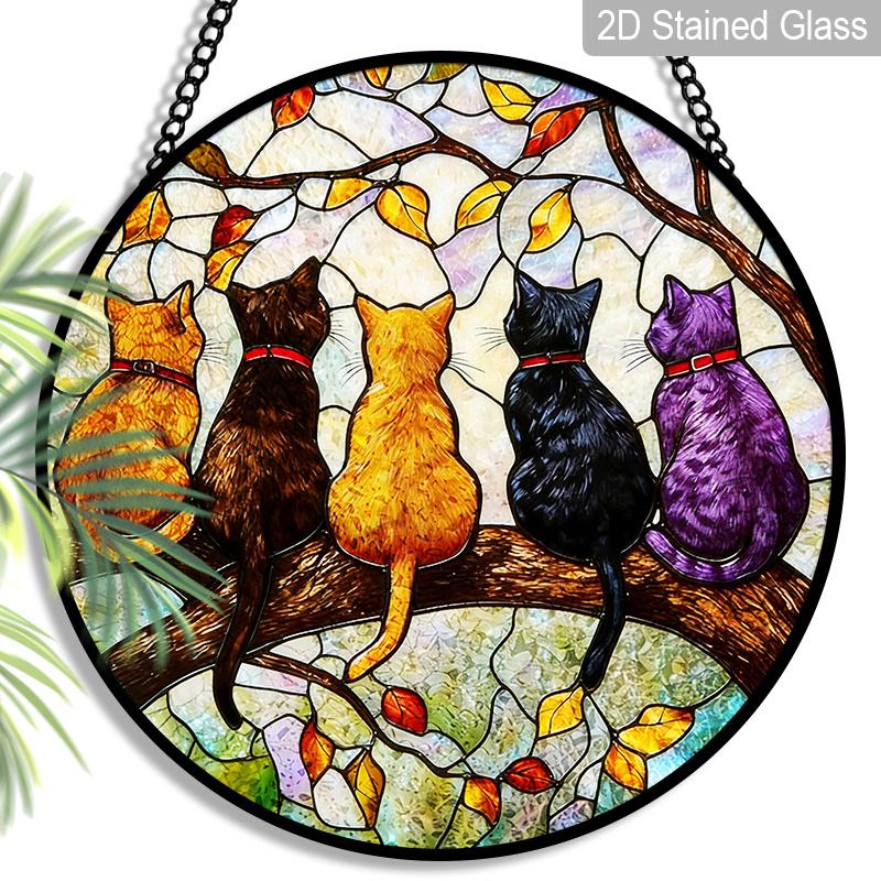 2D Flat Stained Glass 5Cats on A Branch Window Decoration, 7.87inches Cute Colored Glass Plate with Chain, Summer Sun Catcher Home Decor, Unique 7.87inch
2D Flat Stained Glass 5Cats on A Branch Window Decoration, 7.87inches Cute Colored Glass Plate with Chain, Summer Sun Catcher Home Decor, Unique 7.87inch