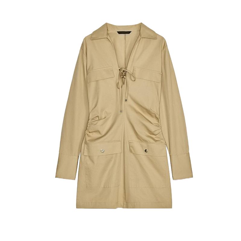 Summer New Women clothes French style Lace-up Design Pocket Decoration Lapel Long sleeve Mini Dress 5029074 Beige L
Summer New Women clothes French style Lace-up Design Pocket Decoration Lapel Long sleeve Mini Dress 5029074 Beige L