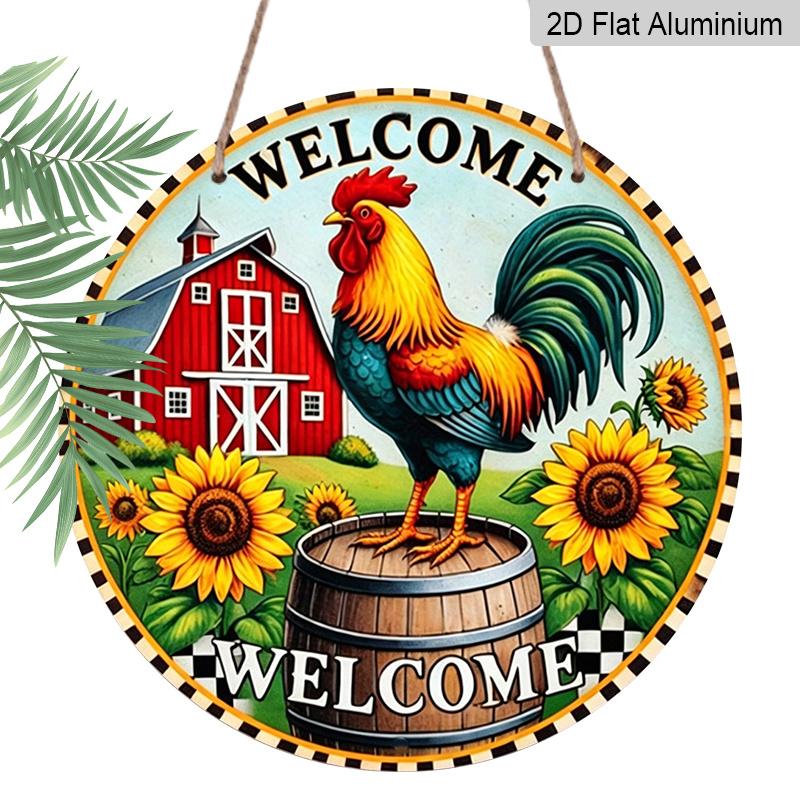 2D Flat, 1pc Round Aluminum Hanging Sign - Welcome Farm Rooster Metal Wall Art, Vintage Barn & Sunflower Design, Perfect for Farmhouse Decor, Front 7.87x7.87inch
2D Flat, 1pc Round Aluminum Hanging Sign - Welcome Farm Rooster Metal Wall Art, Vintage Barn & Sunflower Design, Perfect for Farmhouse Decor, Front 7.87x7.87inch