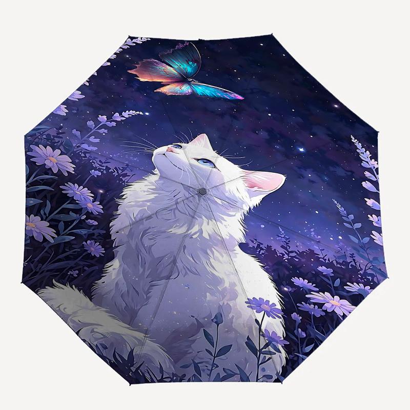 1pc cat butterfly umbrella with 8 iron ribs and a plastic handle, automatic opening and closing, portable and foldable1110
1pc cat butterfly umbrella with 8 iron ribs and a plastic handle, automatic opening and closing, portable and foldable1110