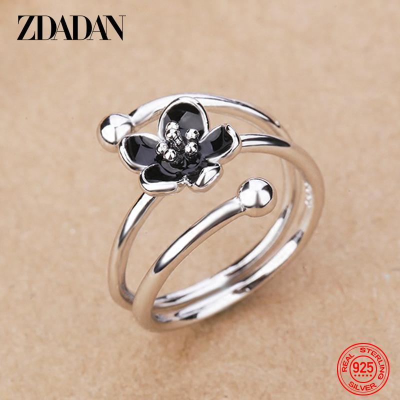 925 Sterling Silver Black Flower Adjustable Rings for Women Fashion Charm Gift Wedding Jewelry resizable
925 Sterling Silver Black Flower Adjustable Rings for Women Fashion Charm Gift Wedding Jewelry resizable