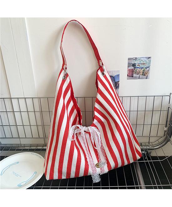 Striped Canvas Commuter Tote: Double-Sided Single Shoulder Bag, Large Capacity, Embroidered, for Women - Perfect for Spring and Summer.
Striped Canvas Commuter Tote: Double-Sided Single Shoulder Bag, Large Capacity, Embroidered, for Women - Perfect for Spring and Summer.