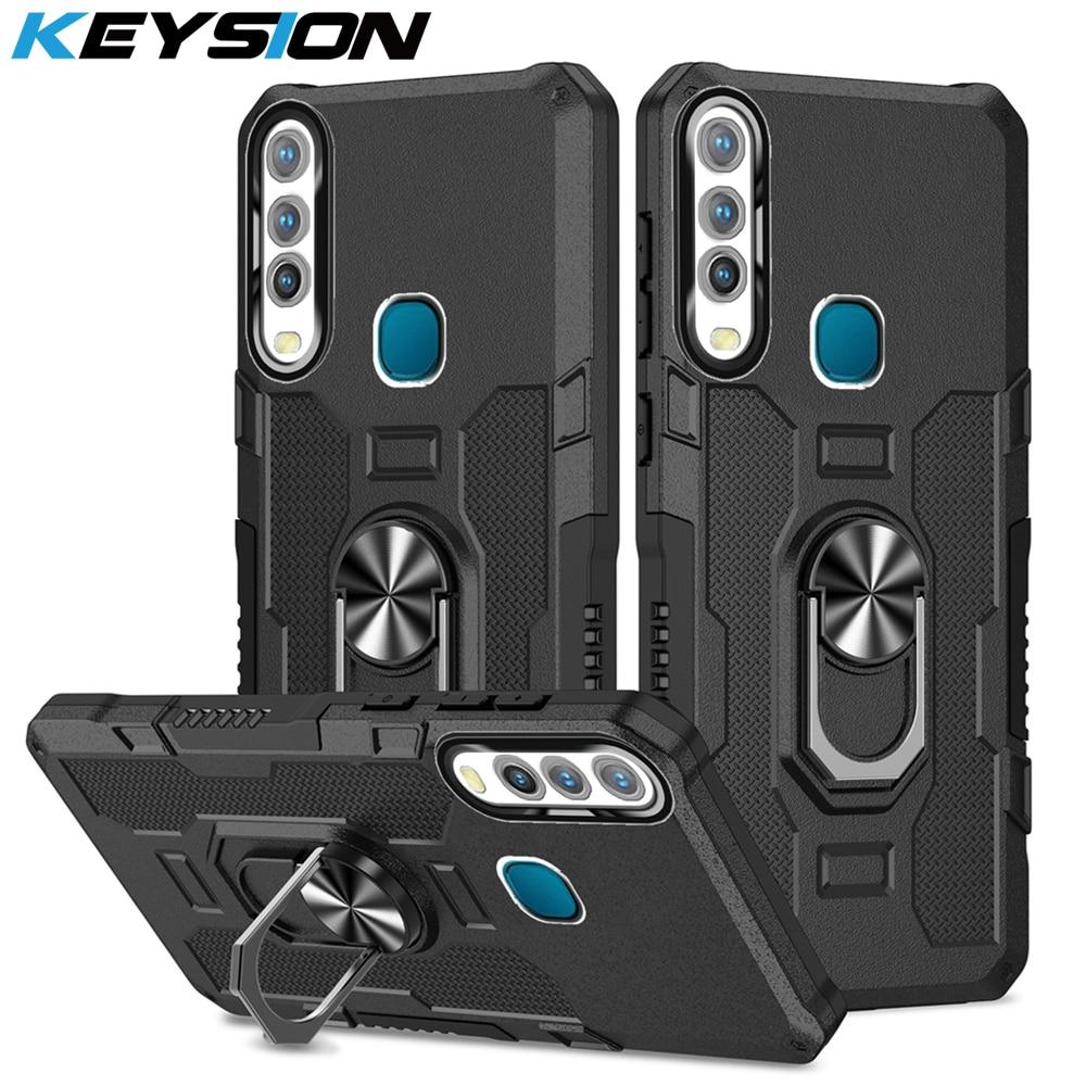 KEYSION Ударопрочный броневой чехол для VIVO Y15 Y17 Y12 Мягкий силикон + ПК Металлическая кольцевая подставка для телефона Задняя крышка для VIVO Y11 2019
KEYSION Ударопрочный броневой чехол для VIVO Y15 Y17 Y12 Мягкий силикон + ПК Металлическая кольцевая подставка для телефона Задняя крышка для VIVO Y11 2019