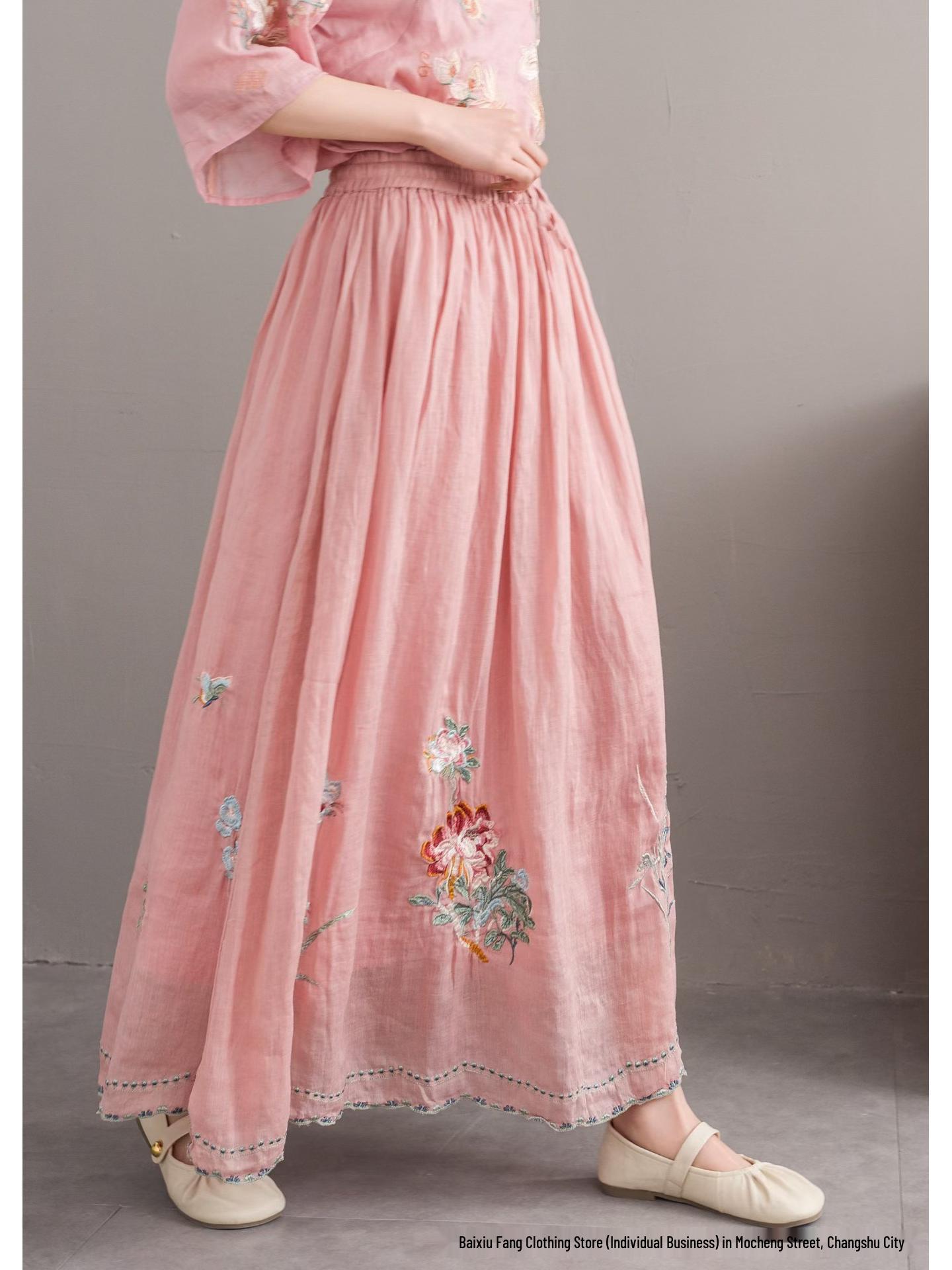 2026 Women s Loose A-line Ramie Skirt - Retro Chinese Embroidery, Elastic Waist, Lace-up, Versatile Style One size
2026 Women s Loose A-line Ramie Skirt - Retro Chinese Embroidery, Elastic Waist, Lace-up, Versatile Style One size