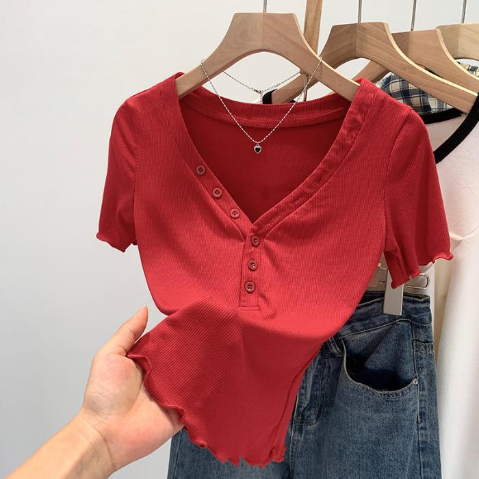 No price reduction #front shoulder button V-neck red short-sleeved T-shirt women s fungus edge slim-fit top trendy XL червоний
No price reduction #front shoulder button V-neck red short-sleeved T-shirt women s fungus edge slim-fit top trendy XL червоний