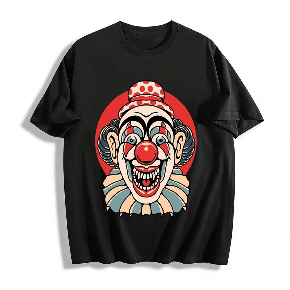Clown Print Trendy T-Shirt Retro American Style Casual Loose Top Pure cotton T-shirt XXS
Clown Print Trendy T-Shirt Retro American Style Casual Loose Top Pure cotton T-shirt XXS