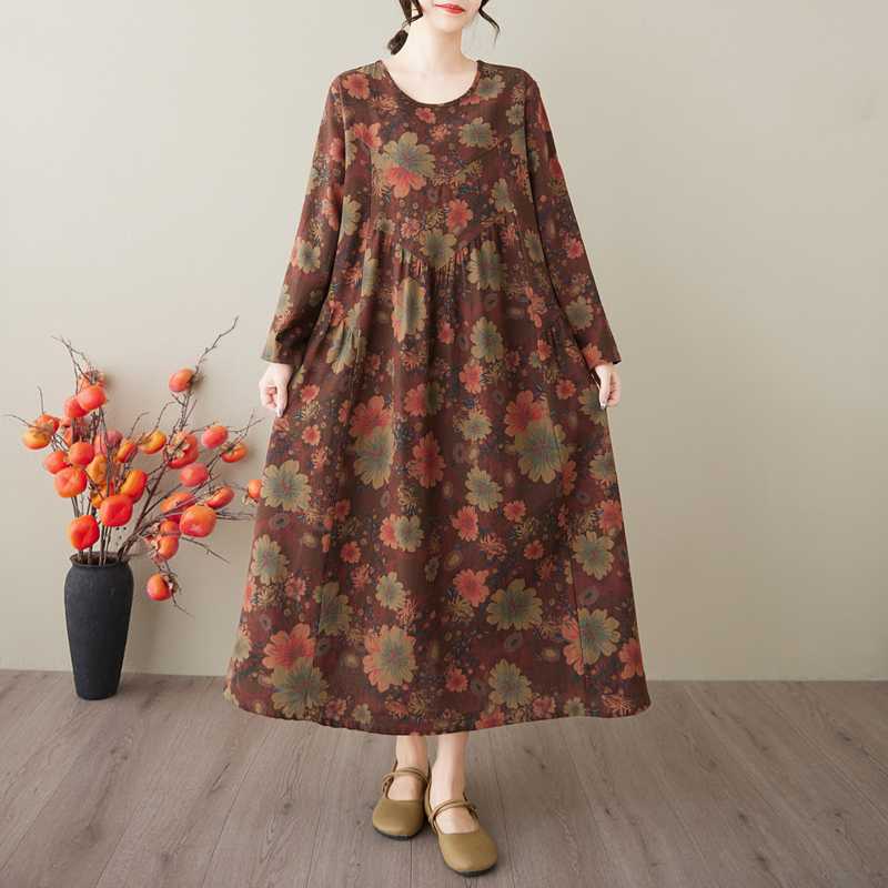 Spring and Summer New Style Retro Cotton and Hemp Round Collar Pocket Long-sleeved Dress Female Loose Thin A Line Skirt 2XL
Spring and Summer New Style Retro Cotton and Hemp Round Collar Pocket Long-sleeved Dress Female Loose Thin A Line Skirt 2XL