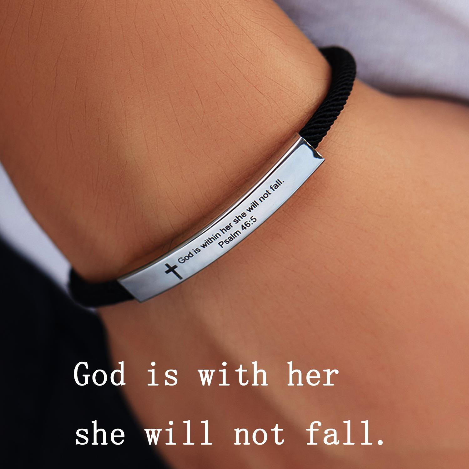New Trendy Cross Bible Laser Engraving Letters Bracelet Personality Punk Stainless Steel Bracelet For Men Women Jewelry Gift
New Trendy Cross Bible Laser Engraving Letters Bracelet Personality Punk Stainless Steel Bracelet For Men Women Jewelry Gift