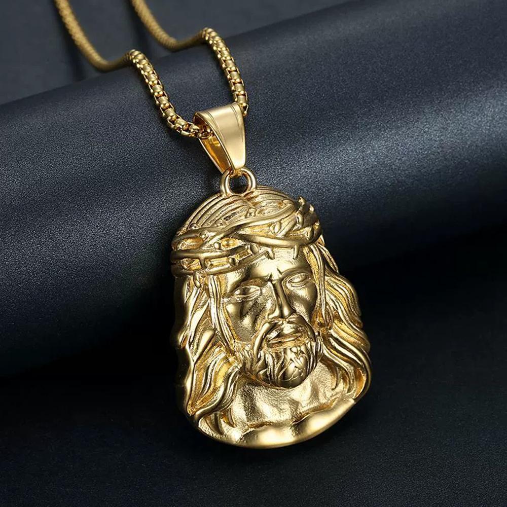 Stainless Steel Titanium God Jesus Human Head Gold Plated Portrait Pendant Necklace with 3mm Chain for Men Women Hip Hop Jewelry 60cm
Stainless Steel Titanium God Jesus Human Head Gold Plated Portrait Pendant Necklace with 3mm Chain for Men Women Hip Hop Jewelry 60cm