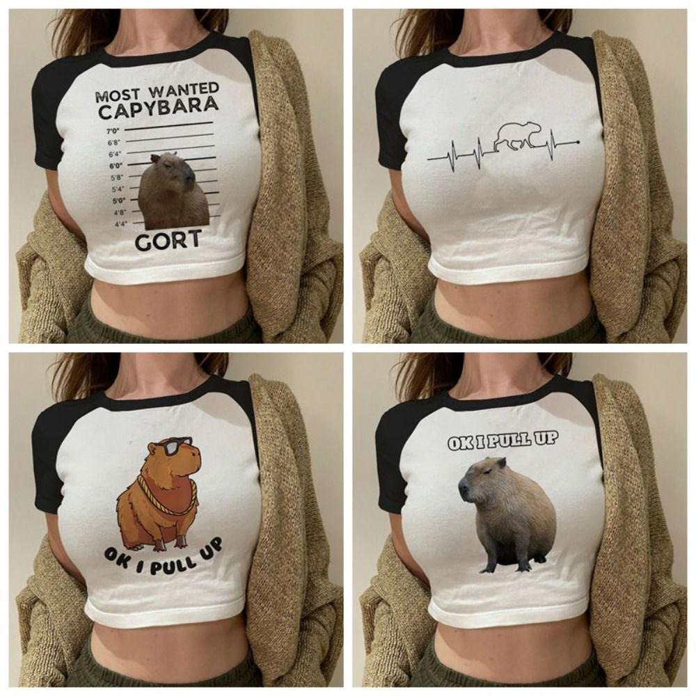 Круглый вырез горловины Capybara Printed Майка Letter Y2K Capybara Crop Tops Милая уличная одежда
Круглый вырез горловины Capybara Printed Майка Letter Y2K Capybara Crop Tops Милая уличная одежда