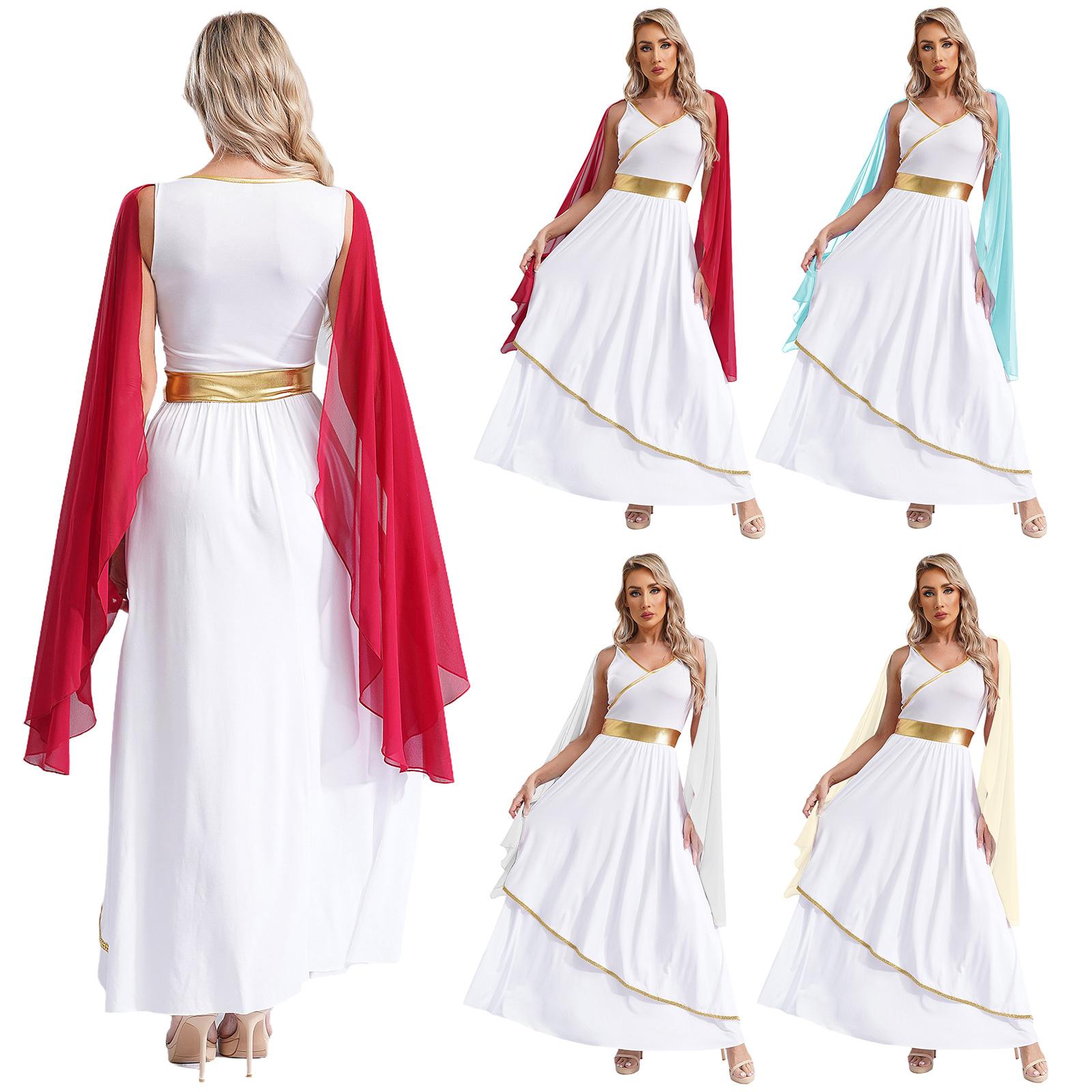 Womens Ancient Greek Dress Sleeveless V Neck Gold Trim Toga Style Costume for Halloween Roman Queen Cosplay Events S шампанського
Womens Ancient Greek Dress Sleeveless V Neck Gold Trim Toga Style Costume for Halloween Roman Queen Cosplay Events S шампанського