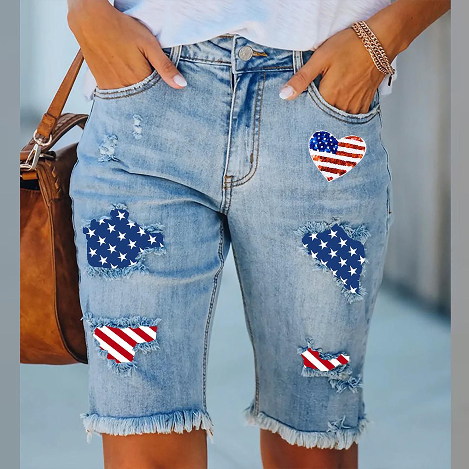 Women s Mid-Rise Distressed Denim Shorts with Printed Patch Designs Five Inch Inseam Casual Street Style Summer Wear XL синій
Women s Mid-Rise Distressed Denim Shorts with Printed Patch Designs Five Inch Inseam Casual Street Style Summer Wear XL синій