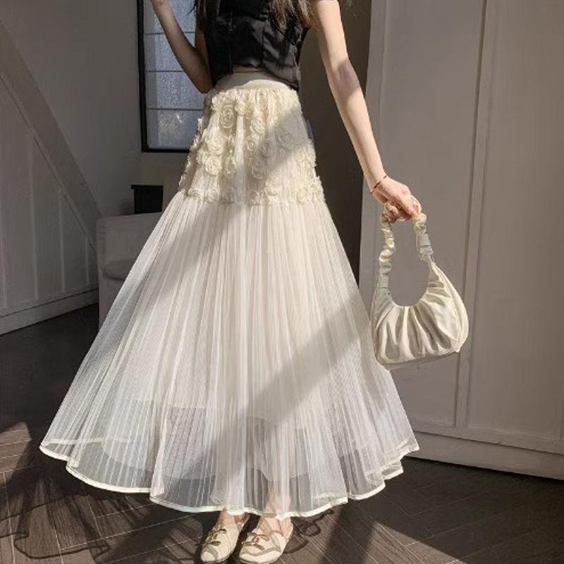 Designer 3D Floral Mesh Midi Skirt for Women - Summer Heavywork Asymmetric Pleated A-Line Umbrella Skirt S
Designer 3D Floral Mesh Midi Skirt for Women - Summer Heavywork Asymmetric Pleated A-Line Umbrella Skirt S