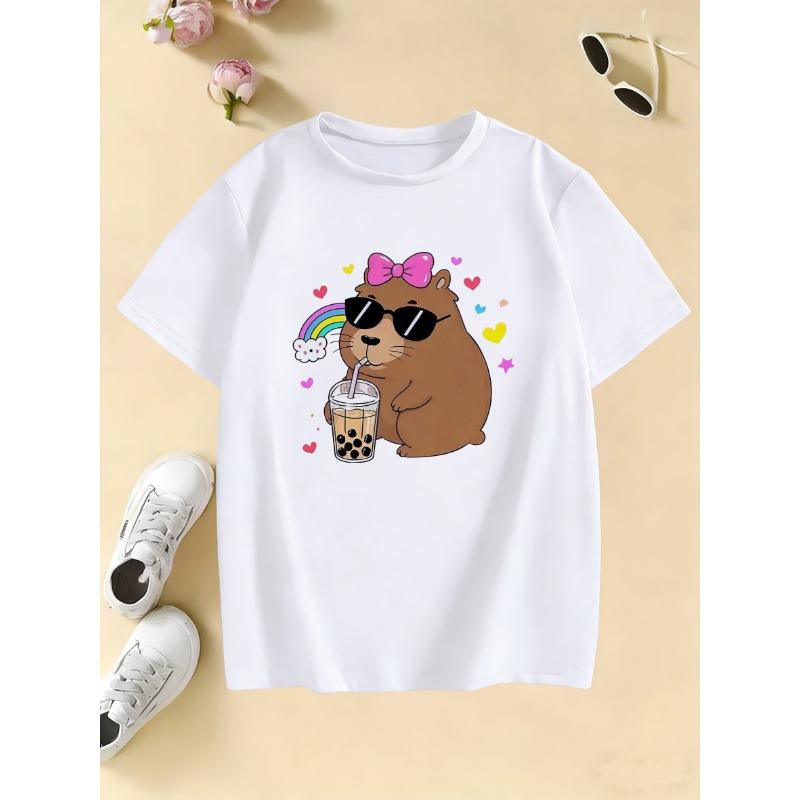 Summer and Spring Casual Tops T-shirt for Girls with Fashionable Capybara Print T-shirt for Boys and Girls 160
Summer and Spring Casual Tops T-shirt for Girls with Fashionable Capybara Print T-shirt for Boys and Girls 160