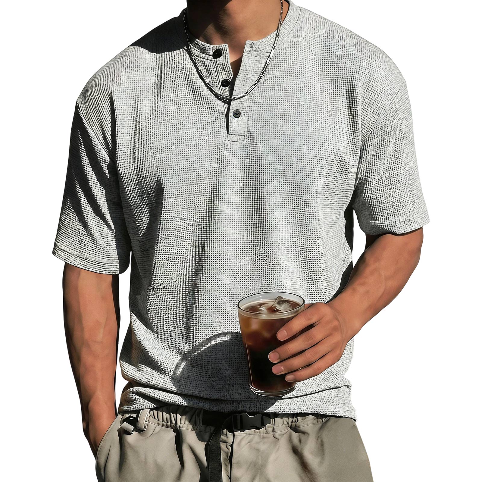 Men Henley T Shirt Short Sleeve Waffle Knit Cotton Blend Casual Loose Fit Button Front Lightweight Top L
Men Henley T Shirt Short Sleeve Waffle Knit Cotton Blend Casual Loose Fit Button Front Lightweight Top L