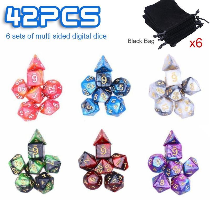 PDTO 42 шт. 6 комплектов акриловых многогранных кубиков + сумка для ролевой настольной игры DND RPG MTG
PDTO 42 шт. 6 комплектов акриловых многогранных кубиков + сумка для ролевой настольной игры DND RPG MTG