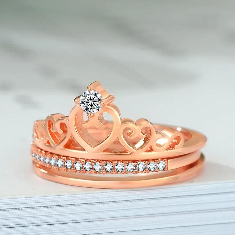 New Christmas Gift Luxury Rose Gold Color 2 Pcs Love Heart CZ Crystal Crown Ring Sets Engagement Rings for Women 9 рожевий колір золота
New Christmas Gift Luxury Rose Gold Color 2 Pcs Love Heart CZ Crystal Crown Ring Sets Engagement Rings for Women 9 рожевий колір золота