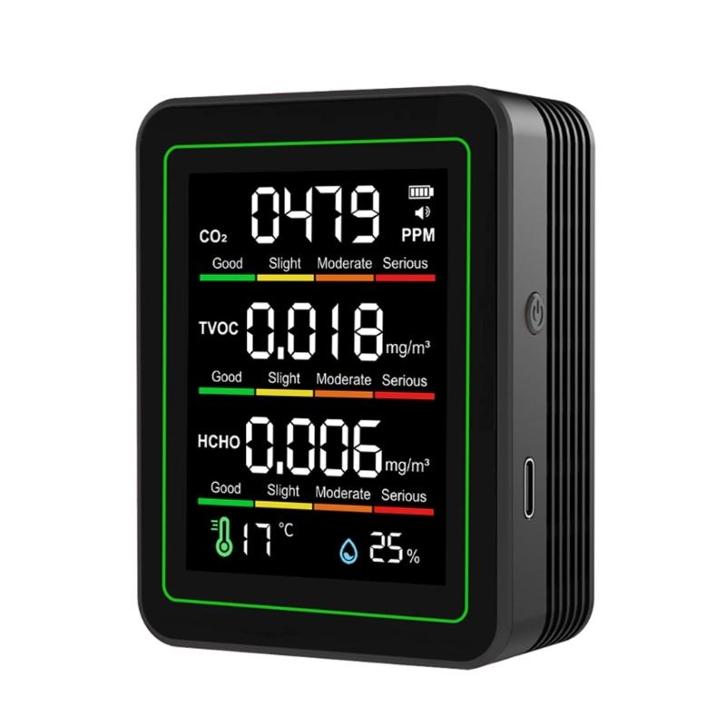 Indoor Air Quality Monitor CO2 TVOC HCHO Meter Easy carry Air Quality Meter Multiple Parameters Testing for Home Office 1
Indoor Air Quality Monitor CO2 TVOC HCHO Meter Easy carry Air Quality Meter Multiple Parameters Testing for Home Office 1
