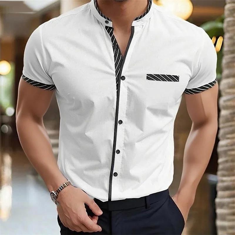 Summer Men Short Sleeve Stand Collar Shirt Men Casual Fashion Stripe Stitching Shirt Tops S белый
Summer Men Short Sleeve Stand Collar Shirt Men Casual Fashion Stripe Stitching Shirt Tops S белый