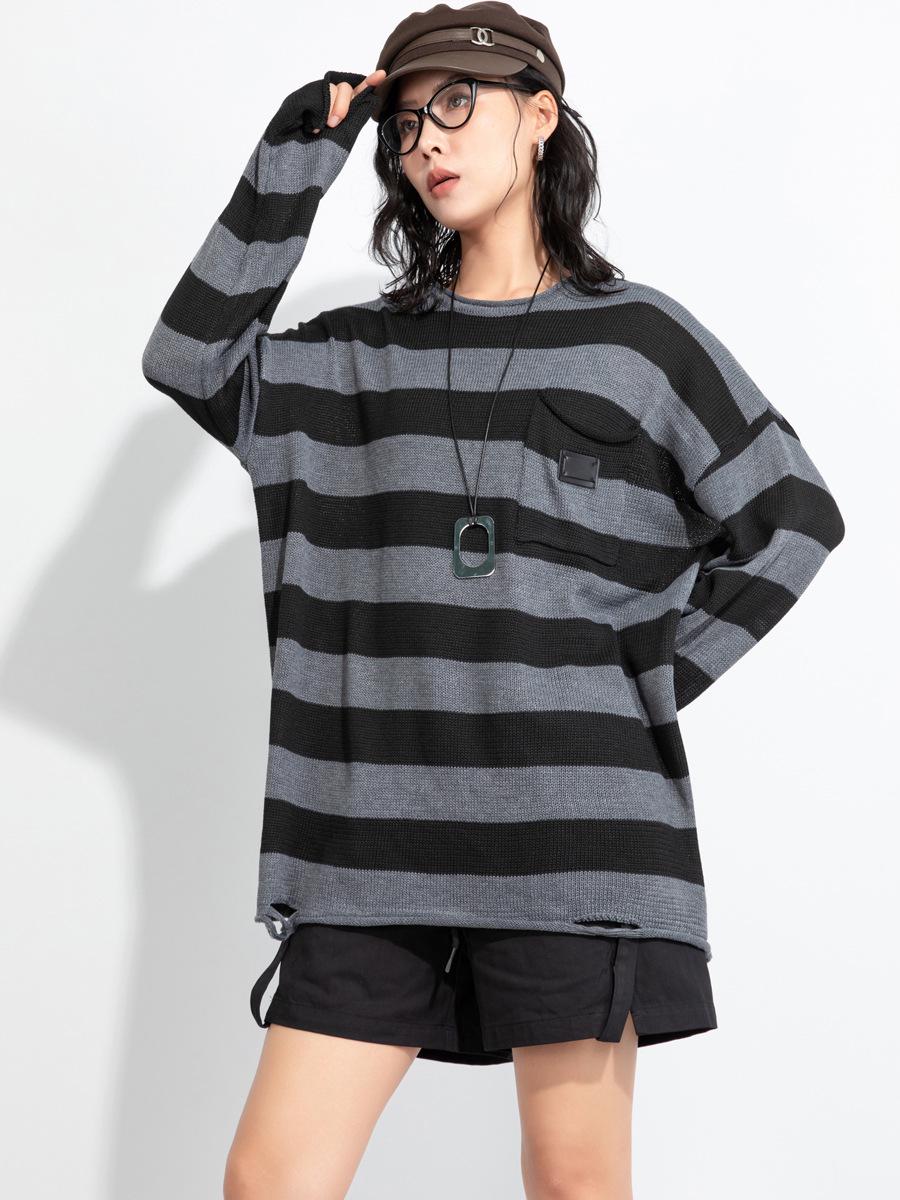 2025 Autumn/Winter Women s Plus Size Loose Color Block Striped Sweater - Ripped Knitwear, Crew Neck, Long Sleeve Pullover. One Size (45-80kg)
2025 Autumn/Winter Women s Plus Size Loose Color Block Striped Sweater - Ripped Knitwear, Crew Neck, Long Sleeve Pullover. One Size (45-80kg)