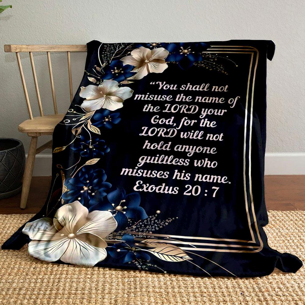 Exodus 20:7 Scripture Print Throw Blanket with Gold Blue Flower Blanket for Living Room Bed Couch lunch break Blanket for Friend s festival Gift 80cm x 120cm
Exodus 20:7 Scripture Print Throw Blanket with Gold Blue Flower Blanket for Living Room Bed Couch lunch break Blanket for Friend s festival Gift 80cm x 120cm