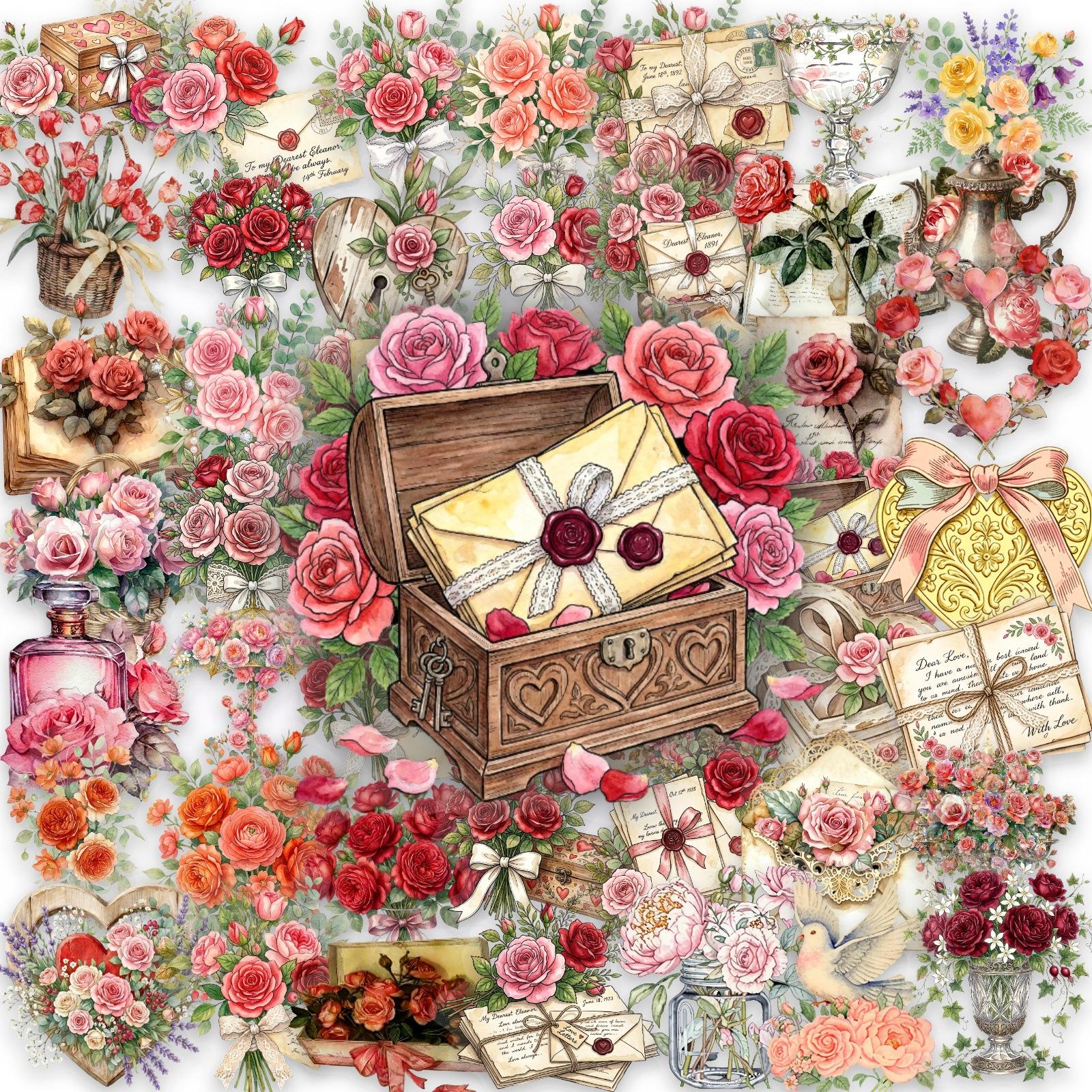 50 Transparent Pet Retro Rose Themed Flower Stickers, Love Letters, Bouquets, Gift Boxes, Diy Decorative Waterproof Stickers.
50 Transparent Pet Retro Rose Themed Flower Stickers, Love Letters, Bouquets, Gift Boxes, Diy Decorative Waterproof Stickers.