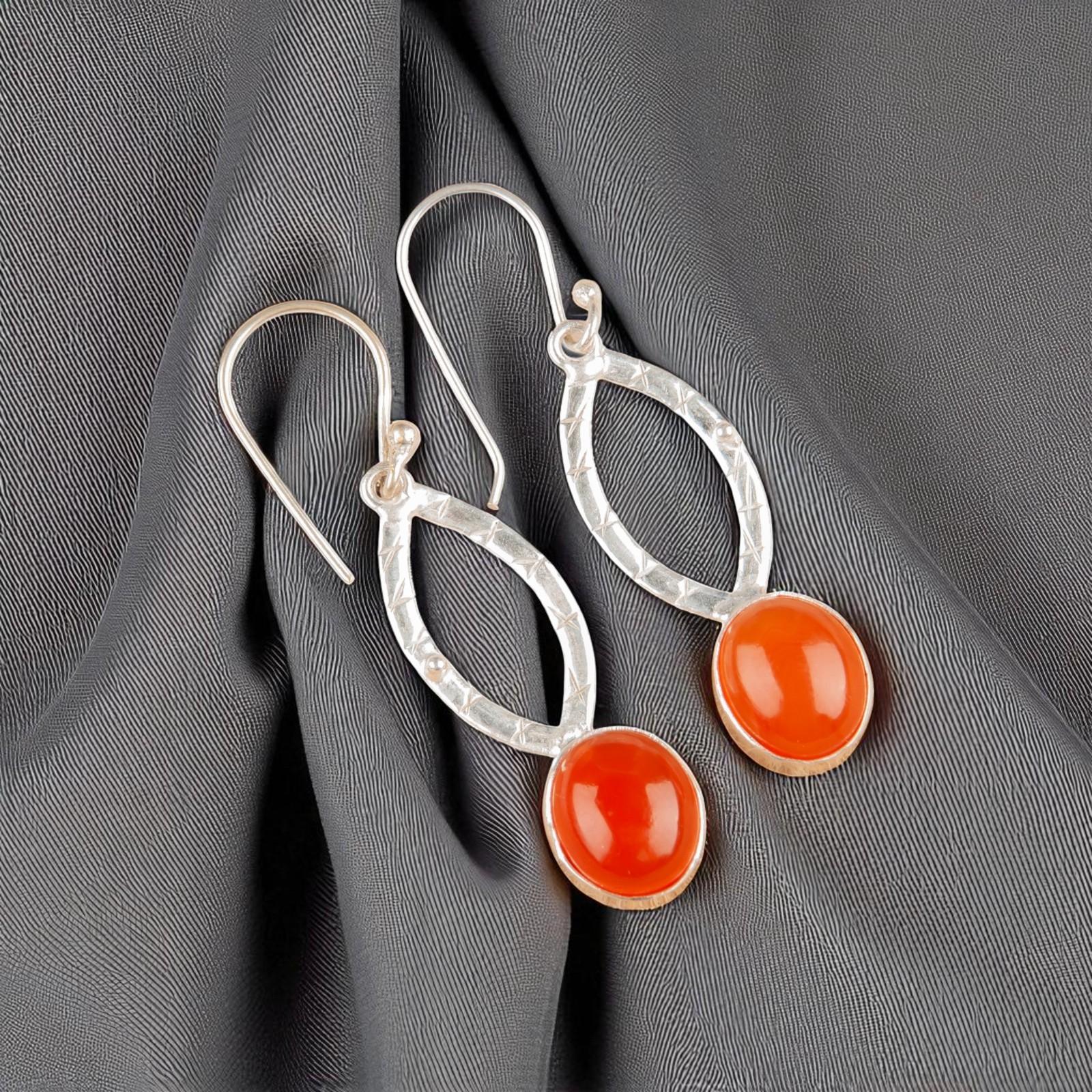 Carnelian Gemstone 925 Sterling Silver Handmade Jewelry Drop/Dangle Earrings 2 EE-87-31
Carnelian Gemstone 925 Sterling Silver Handmade Jewelry Drop/Dangle Earrings 2 EE-87-31
