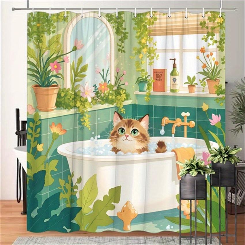 Comfortable Bathroom Shower Curtain With Pattern Of Naughty Tabby Cat In Bathtub For Bathtub Shower Curtain With 12 Hooks, W60H190(CM)-1 Pcs
Comfortable Bathroom Shower Curtain With Pattern Of Naughty Tabby Cat In Bathtub For Bathtub Shower Curtain With 12 Hooks, W60H190(CM)-1 Pcs
