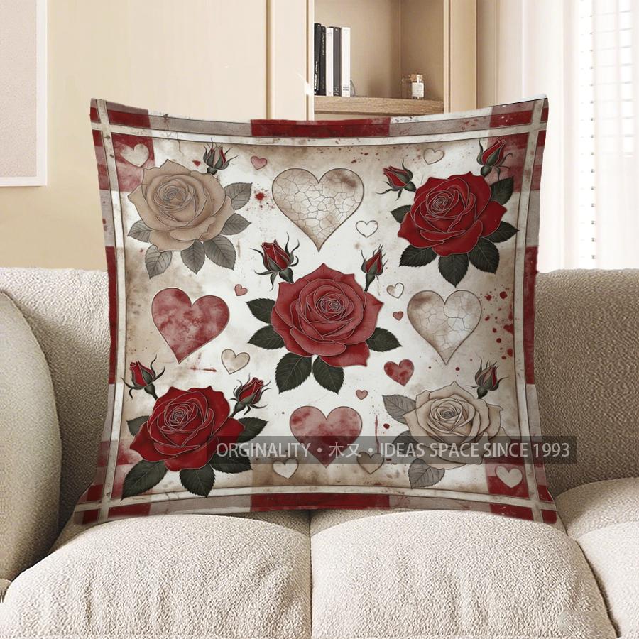 2D Rose & Heart Patterned Decorative Pillow Covers Pattern Cushion Cover Suitable For Sofa Bedroom Car Pillow Cover 40x40cm
2D Rose & Heart Patterned Decorative Pillow Covers Pattern Cushion Cover Suitable For Sofa Bedroom Car Pillow Cover 40x40cm
