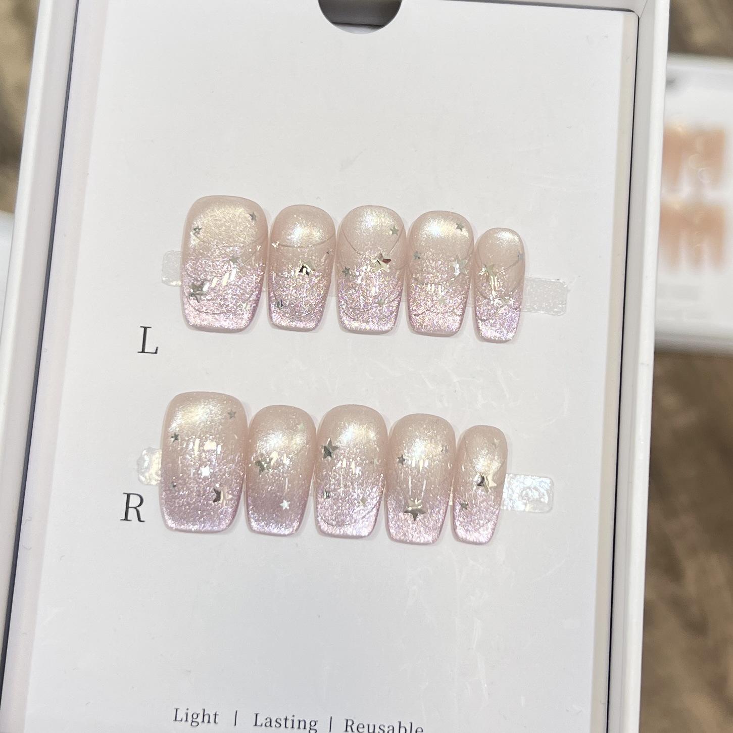 Dairuisen Handmade Purple Cat-Eye French Manicure Wearable Nails with Heart Design Small
Dairuisen Handmade Purple Cat-Eye French Manicure Wearable Nails with Heart Design Small