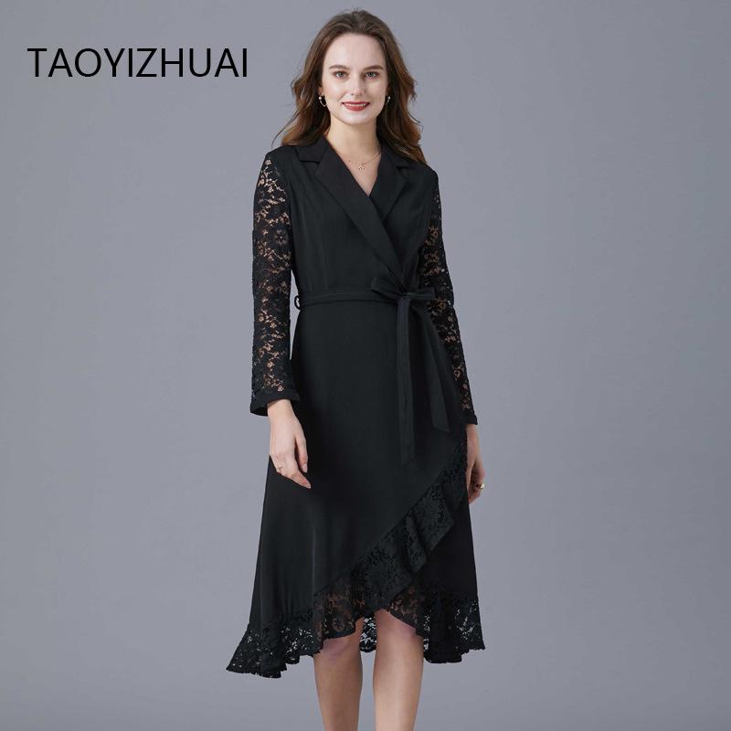 Black Hepburn-Style Patchwork Lace A-Line Dress - Plus Size, Mid-Length, Autumn/Winter Collection 3XL чёрный
Black Hepburn-Style Patchwork Lace A-Line Dress - Plus Size, Mid-Length, Autumn/Winter Collection 3XL чёрный