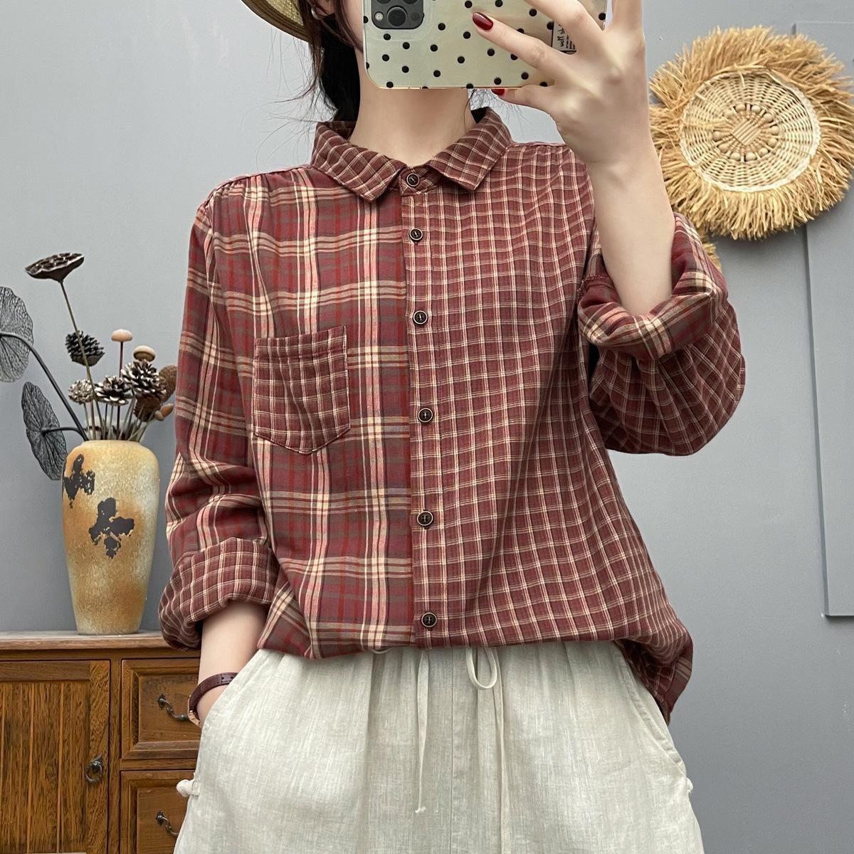 Spring 2026 Fresh Plaid Double Layer Cotton Gauze Long Sleeve Women s Slimming Shirt Medium червоний
Spring 2026 Fresh Plaid Double Layer Cotton Gauze Long Sleeve Women s Slimming Shirt Medium червоний